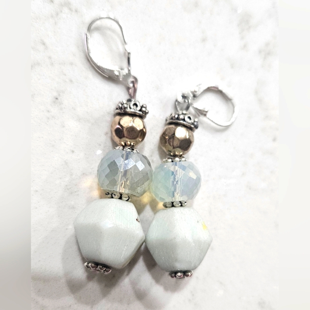 Beaded Silver and Gold Layered Earrings